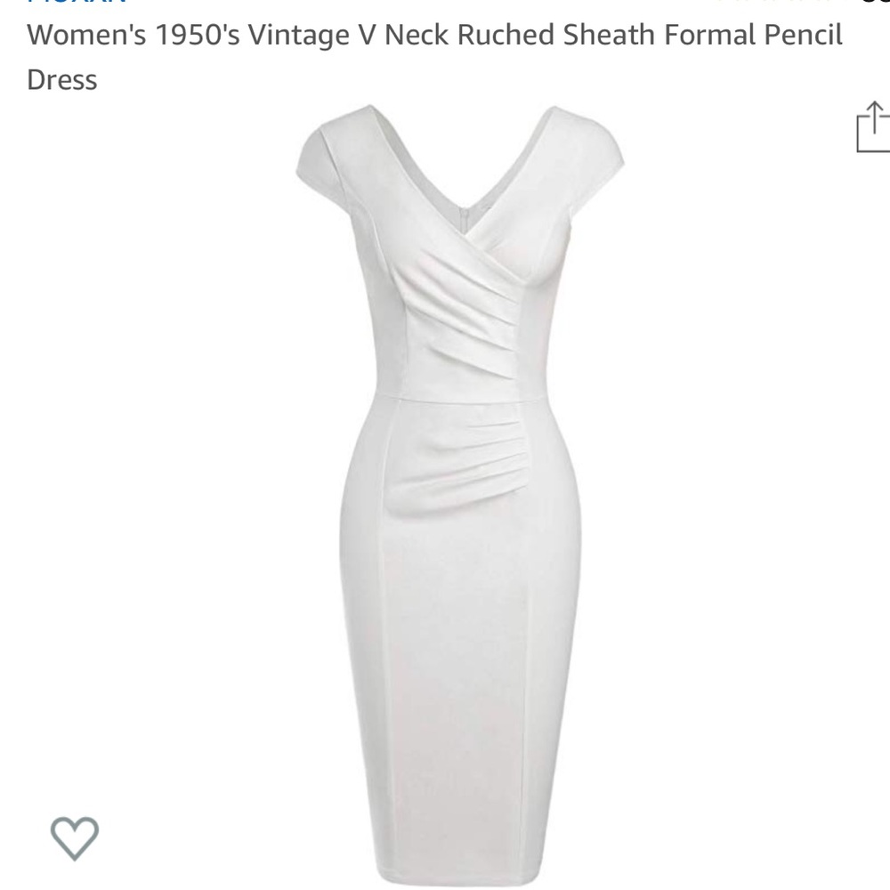 White V Neck Pencil Dress